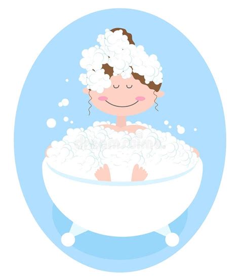 La Fille Prend Un Bain Avec La Mousse Illustration De Vecteur