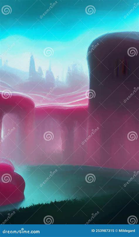 Surreal Fantasy Landscape - Abstract Digital Art Stock Illustration - Illustration of green ...