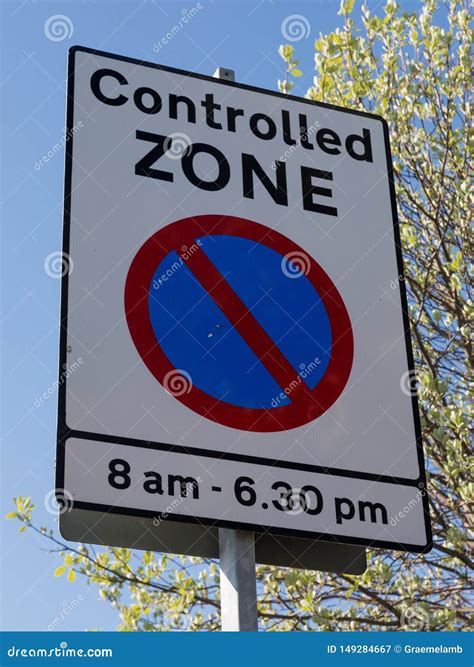 A Controlled Zone CPZ Sign With Time Restrictions On A Public Highway