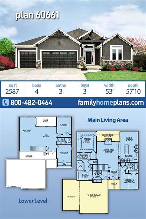 One Level House Plans With Garage Basement Small House Plans With
