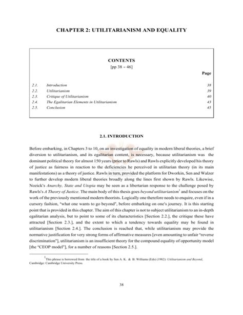 Chapter 2 Utilitarianism And Equality