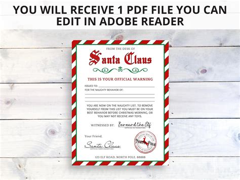 Editable Warning Letter From Santa Printable Naughty List Etsy Hong Kong