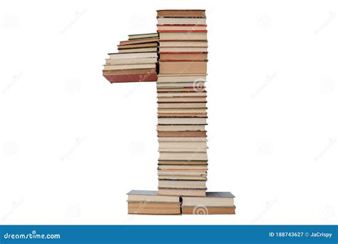 Number - 1 Made of Books Isolated on White Background. Digit Shape ...