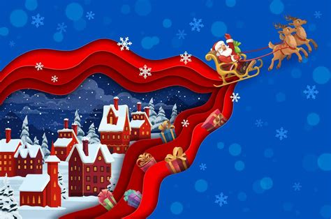 Christmas Paper Cut Banner With Santa Sleigh 29693858 Vector Art At