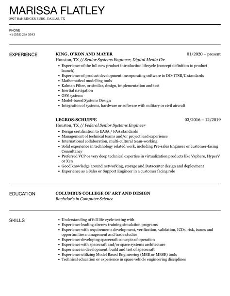 Senior Systems Engineer Resume Samples Velvet Jobs