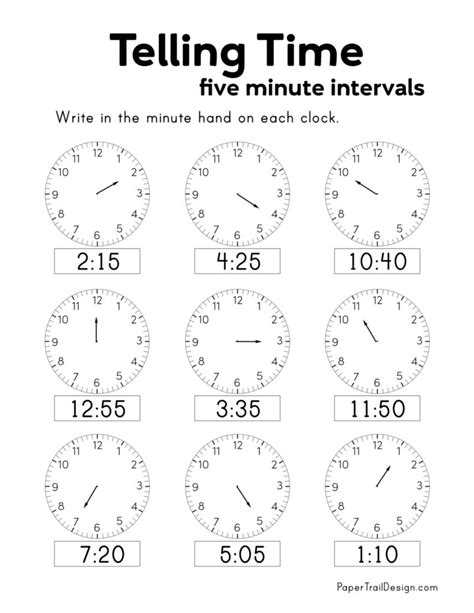 Free Printable Telling Time Worksheets Paper Trail Design