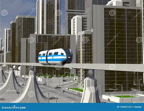 Ciudad Futurista D Illustration Con Maglev Stock De Ilustraci N