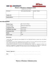 Unit Doc Master Of Business Administration Assignment Cover Sheet