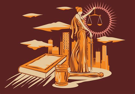 Lady Justice Vector Illustration In Wood Carving Design Style 130378