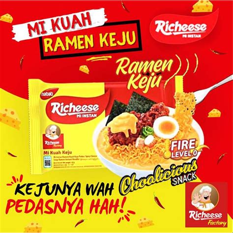 Jual Richeese Mi Instant Rasa Ramen Kuah Keju Fire Level 0 Mie 65gr