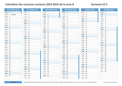 Calendrier Scolaire 2024 2025 Zone B A Imprimer Hulda Laurice