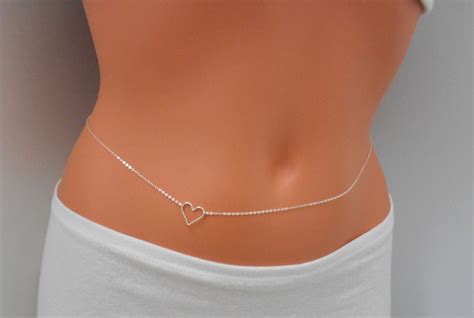 Sterling Silver Heart Belly Chain Body Chain Body Jewelry Etsy