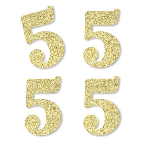 Gold Glitter 5 No Mess Real Gold Glitter Cut Out Numbers 5th