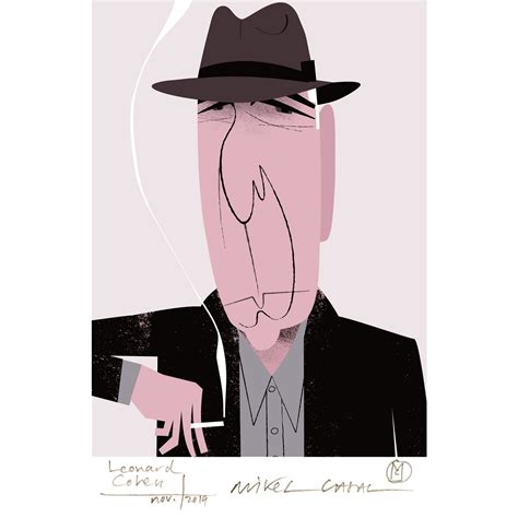 Ilustración Leonard Cohen de Mikel Casal Reproducción A5 firmada