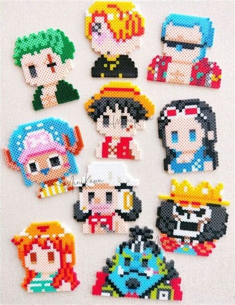 One Piece Anime Series Perler Beads Digital Pdf Pattern 10 Characters