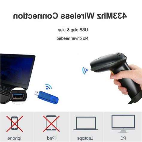 Nadamoo Mhz Wireless Barcode Scanner Feet Transmissi