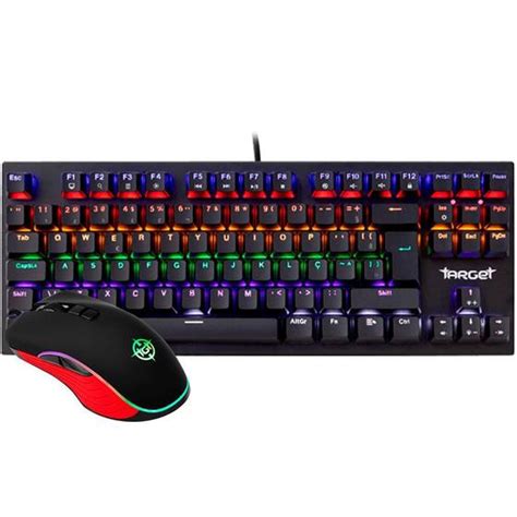 Kit Teclado e Mouse TGT Mouse M4 7 Botões Teclado SCAR Rainbow RGB