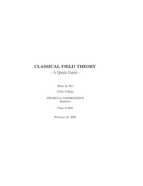 Pdf Classical Field Theory A Quick Guide Dokumentips