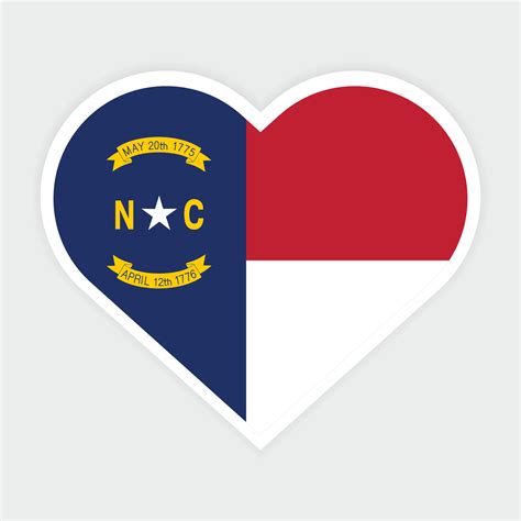 North Carolina State Flag In Heart Shape Vector North Carolina Flag In