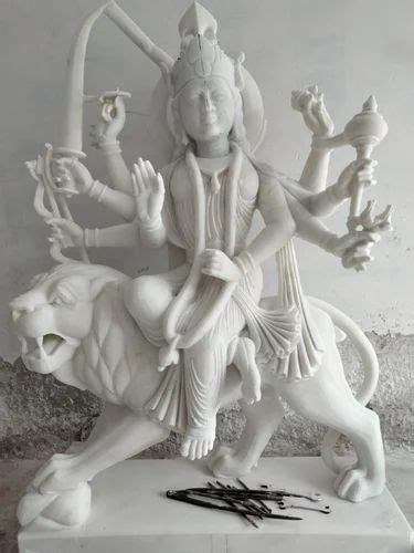 Plain Hindu White Marble Durga Maa Statue For Temple Size Inch At