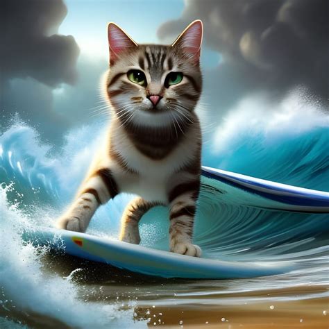 Surfing Cat Ai Generated Artwork Nightcafe Creator