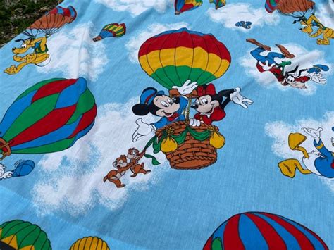 Vintage Disney Hot Air Balloon Mickey Mouse Curtain 60 Etsy