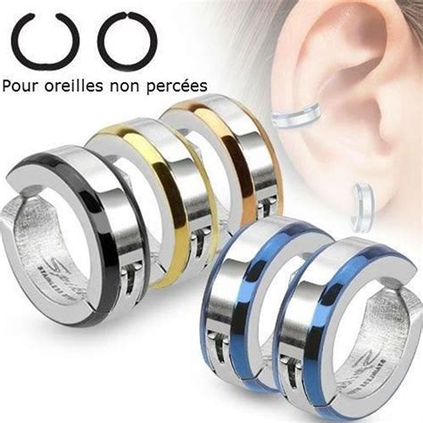 Paire Boucle D Oreille Homme Femme Ado Acier Faux Piercing Non Perc E