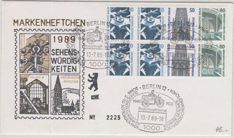 Berlin Sehenswürdigkeiten Heftchenblatt 22 Schmuckkuvert SST 1989