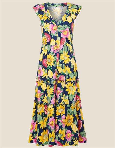 Monsoon Floral Print Jersey Midi Dress Blue Monsoon21042562 £5983 Monsoon Clothing