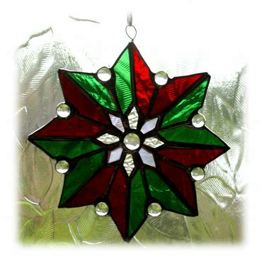 Star Flower Suncatcher Stained Glass Green And Folksy