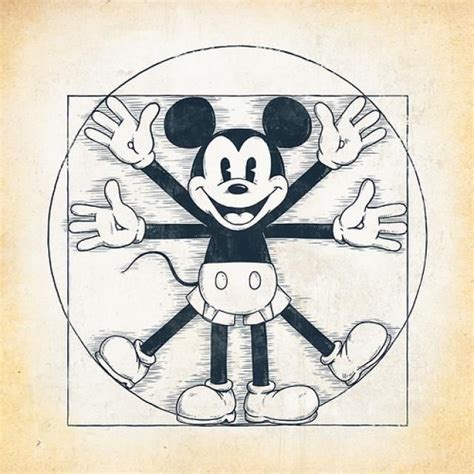 Vitruvian Mickey Mouse Da Vinci Disney Art Parody Mickey Mouse