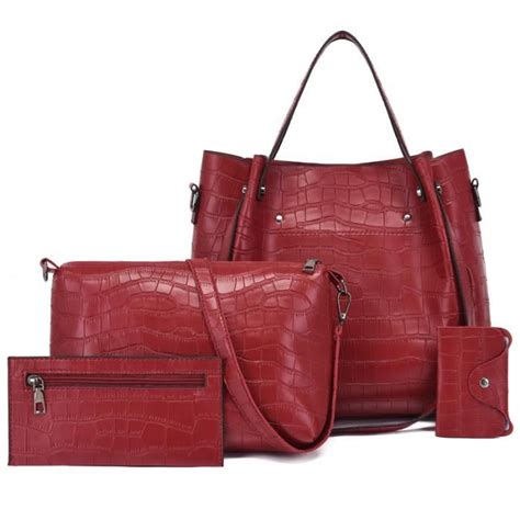 Sac A Main Femmes Rouge Sac Bandouli Re D Paule Fourre Tout Sac Pcs