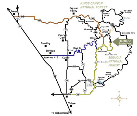 Directions - to Hartland Christian Camp in Central California