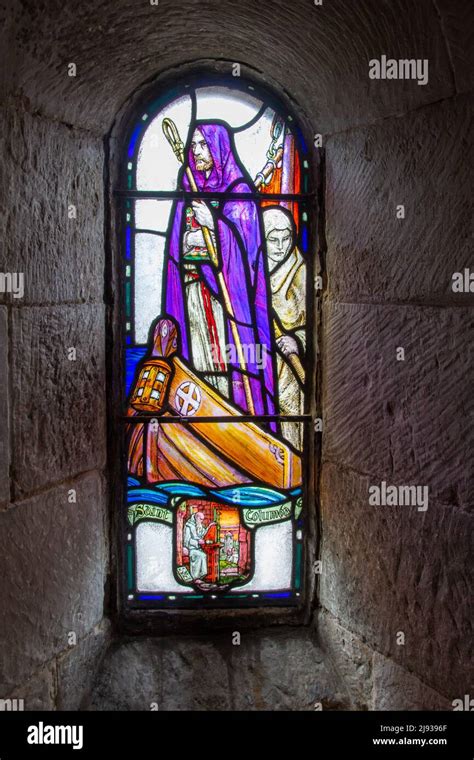 Close Up View Of A Stained Glass Window In St Margaret S Chapel At