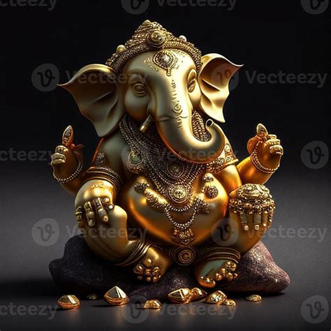 Golden ganesha statue on black background 22316230 Stock Photo at Vecteezy