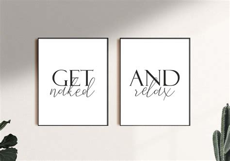 Get Naked And Relax Bathroom Printable Set Of 2spa Salon Wall Etsy