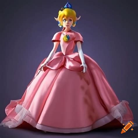 Link In Princess Peachs Silk Ballgown Sitting Down In Studio Photo