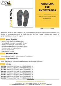 Ficha técnica Palmilha ESD Antiestática 2 ESD Antiestáticos