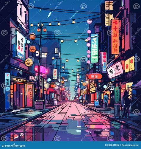 Manga Adventures In Tokyo Streets Generative Ai Stock Illustration