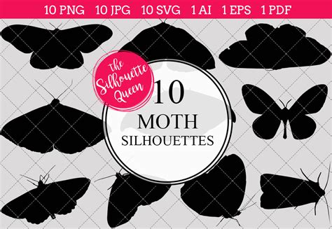 Moth Silhouettes Vector By The Silhouette Queen Thehungryjpeg