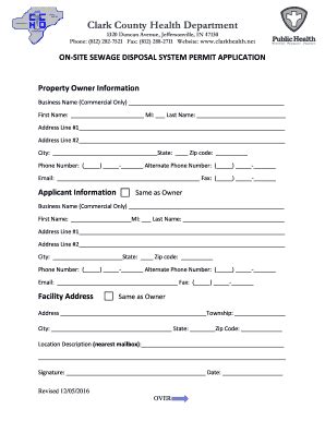 Fillable Online On Site Sewage Disposal System Permit Application Fax