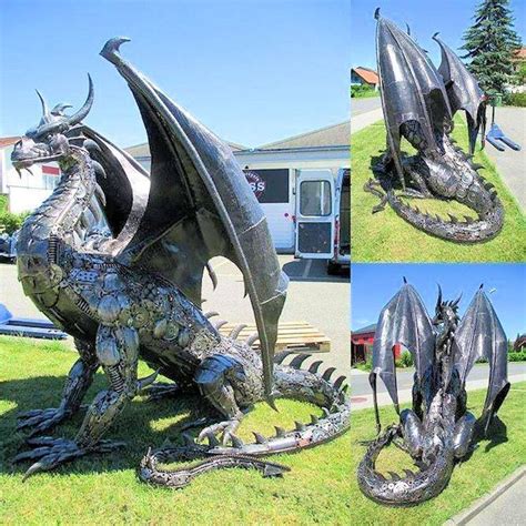 Scrap Metal Dragon by Tom Samui | Metal tree wall art, Dragon sculpture ...