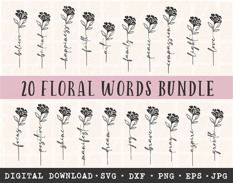 Floral Words SVG / Floral Quotes SVG Bundle / Floral Cut File - Etsy