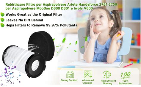 Rebirthcare Filtro Per Aspirapolvere Per Ariete Handyforce