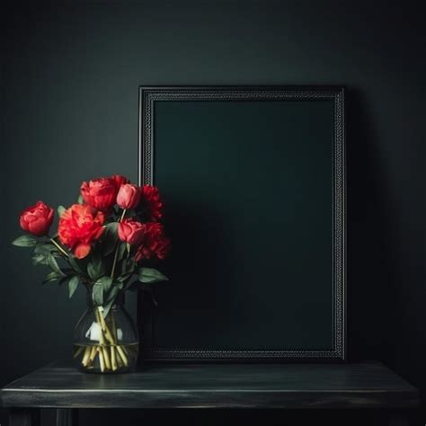 Premium Ai Image A Vase Of Red Roses Sits On A Table Next To A