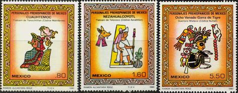 2404 México Personajes Prehispánicos 3 Sellos Mint N H 1980 34 00