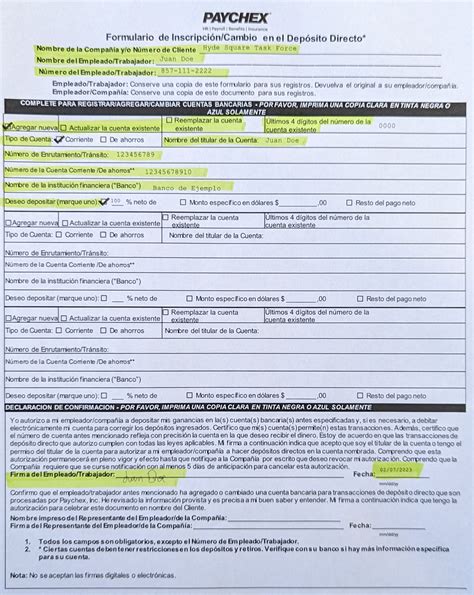 Formulario De Deposito Directo