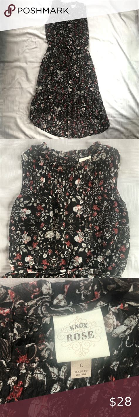 Knox Rose Black Red Sleeveless Maxi Dress L White Floral Maxi Dress