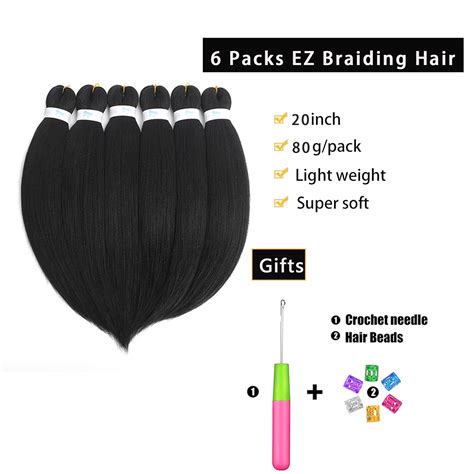 20 Inch 6 Packs Pre Stretched Ez Braiding Hair Extensions Yaki Texture Professional Crochet