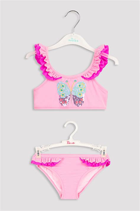 Kız Çocuk Butterfly Bandeau Bikini Takımı PL PVXC IY LP Açık Pembe Penti